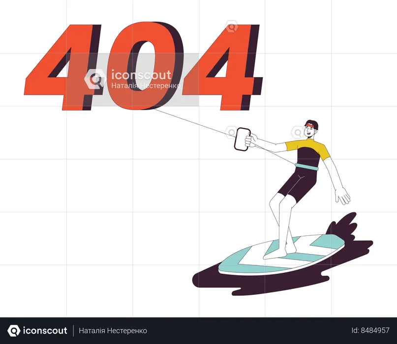 Erro de kitesurf 404  Ilustração