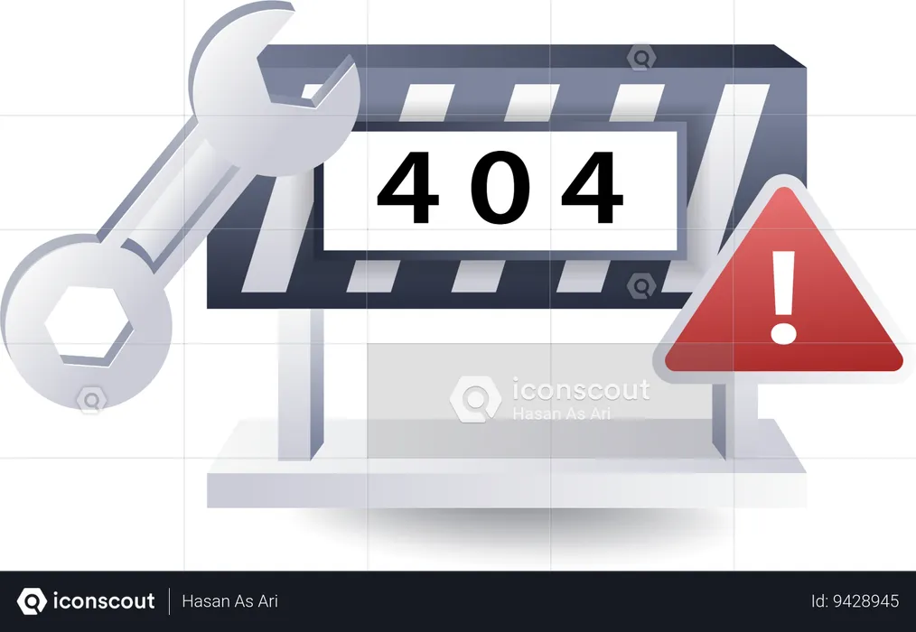 Aviso de erro 404 do sistema de tecnologia  Ilustração