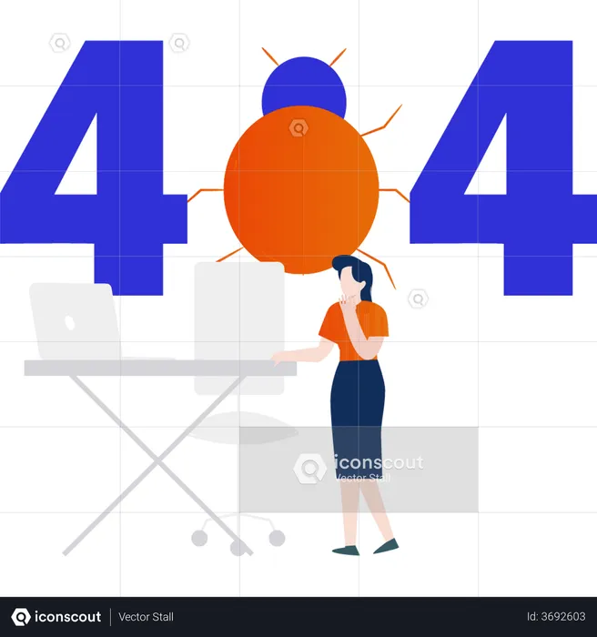 Error 404 due to virus attack  Illustration