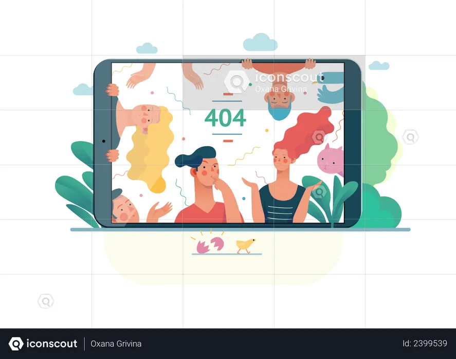Error 404 web page on tablet  Illustration