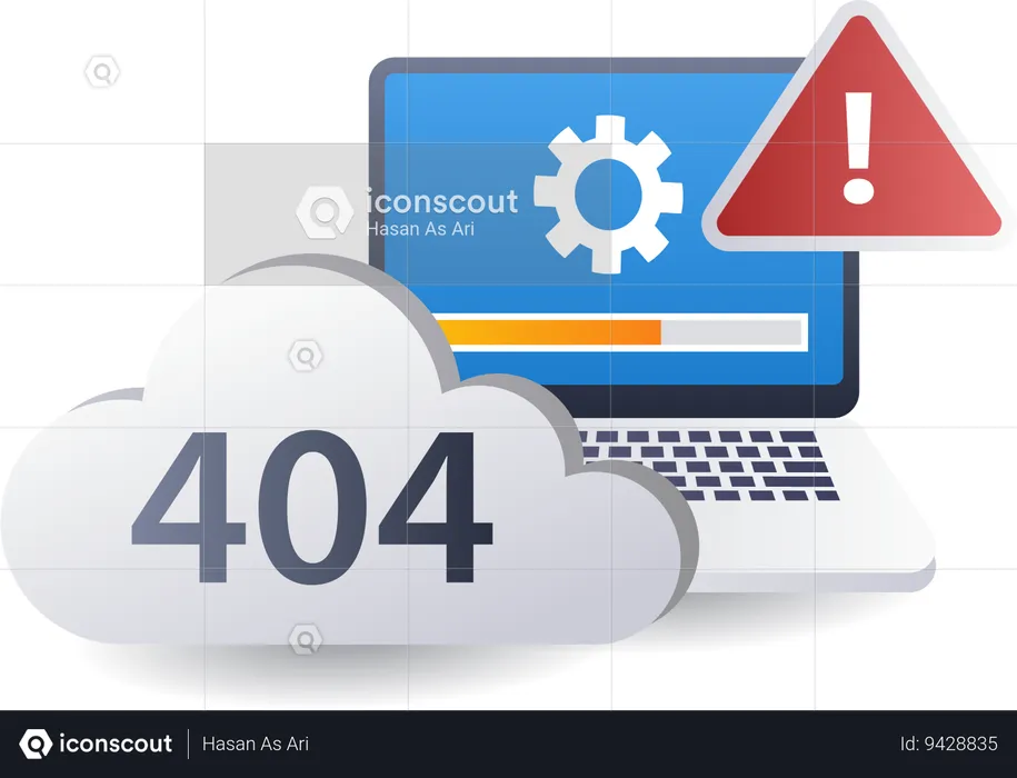 Error de advertencia del sistema 404  Ilustración