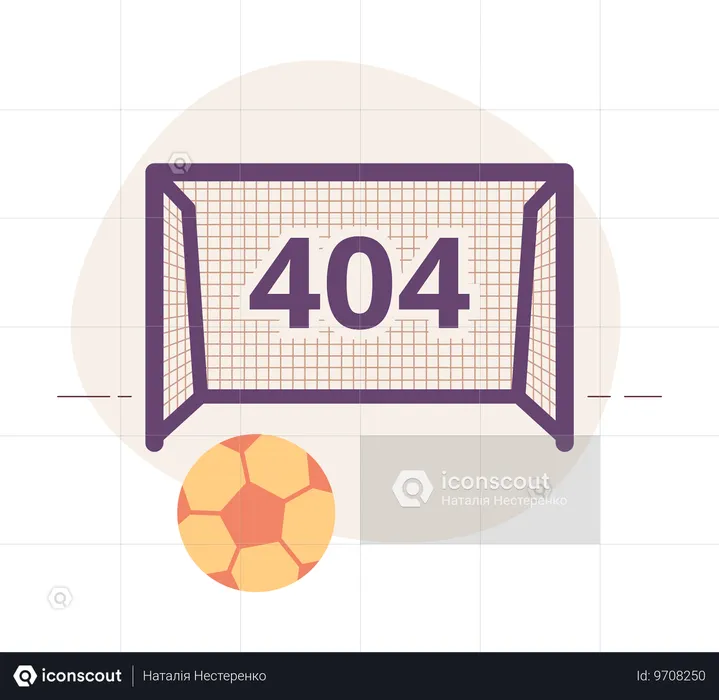 Error 404 en campo de fútbol y puerta  Ilustración