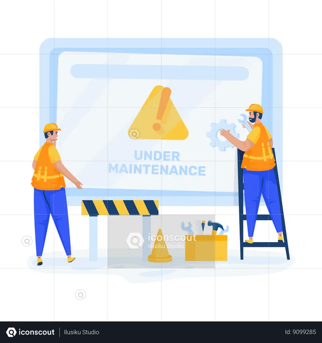 Error message site under maintenance  Illustration