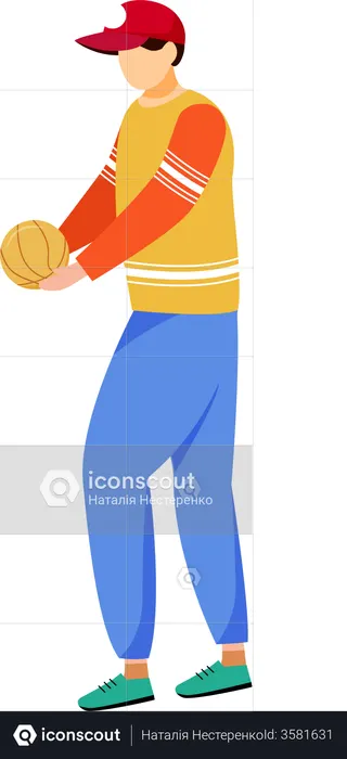 Erwachsener Mann mit Ball  Illustration