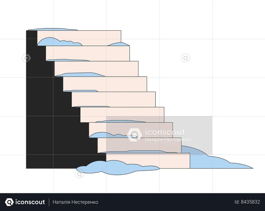 Escadas exteriores escorregadias depois da neve  Ilustração