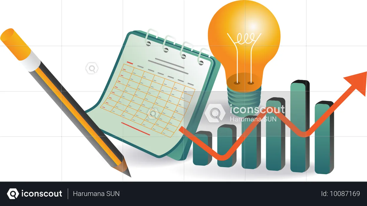 Escreva um planejamento de negócios com uma ideia de crescimento  Ilustração