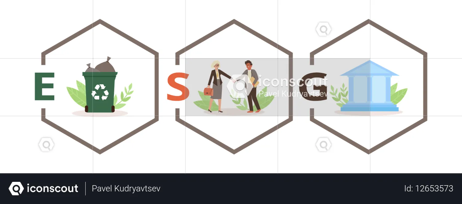 ESG or sustainable and ethical business  Illustration