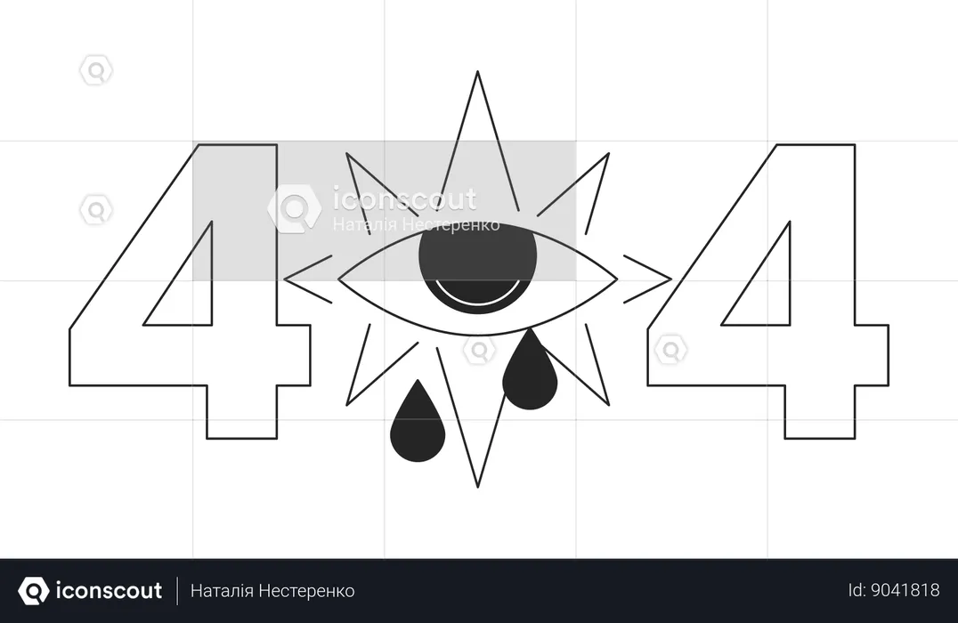 Esoteric magic evil eye crying tears error 404 flash message  Illustration