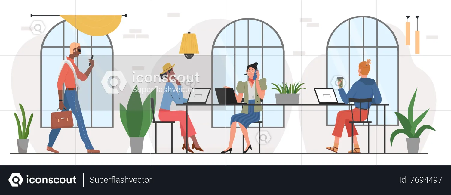 Espaço de coworking  Ilustração