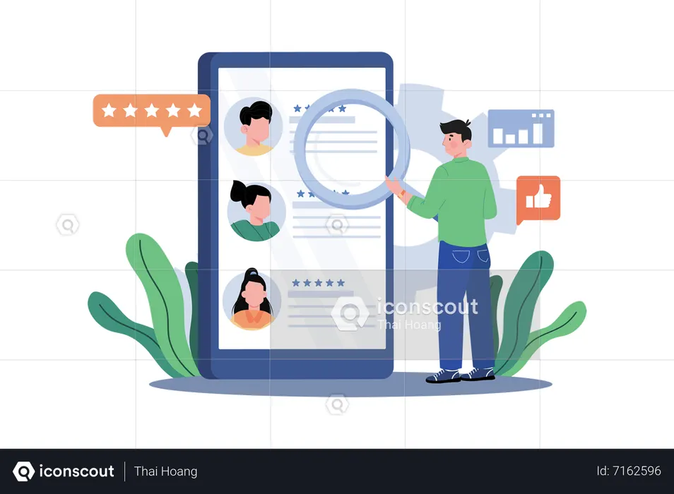 Especialista em RH recrutando novos membros para a equipe  Ilustração