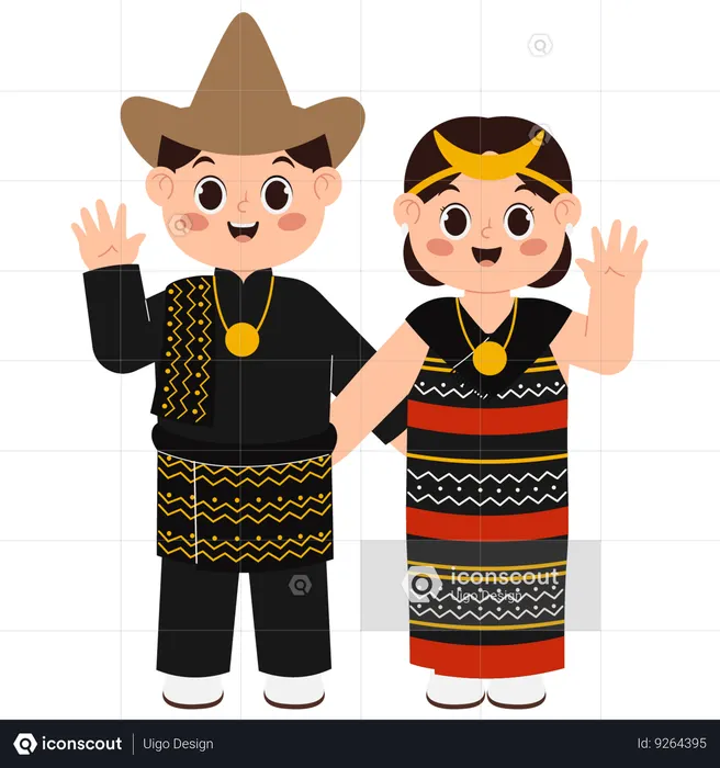 Vêtements traditionnels de l'Est de Nusa Tenggara  Illustration