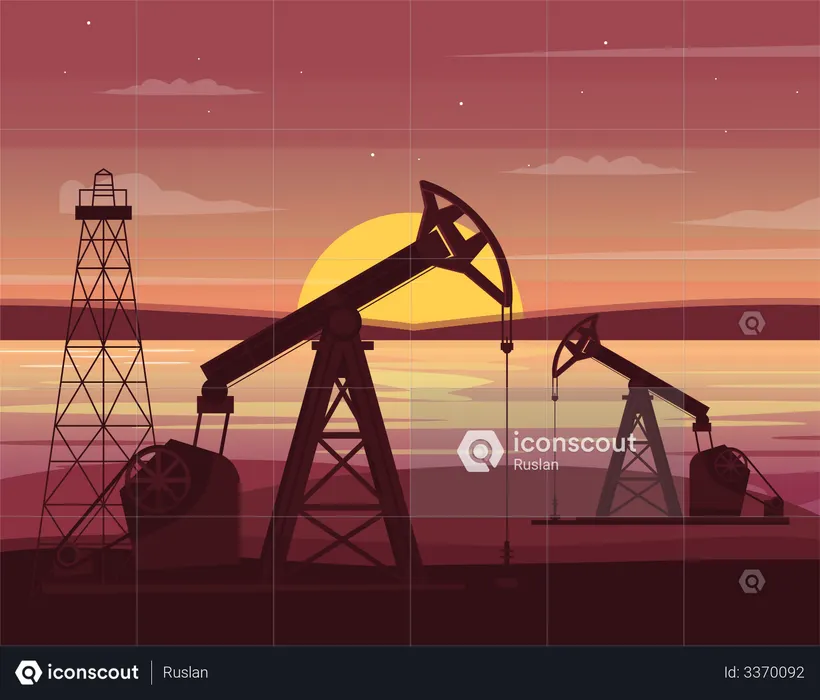 Estação de perfuração de petróleo  Ilustração