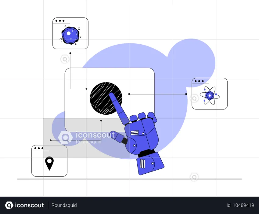 Robot que rastrea el estado del paquete  Ilustración