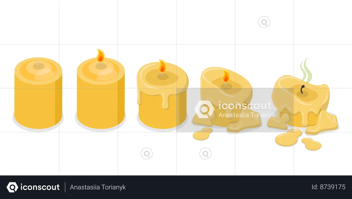 Estágios de queima de velas  Ilustração