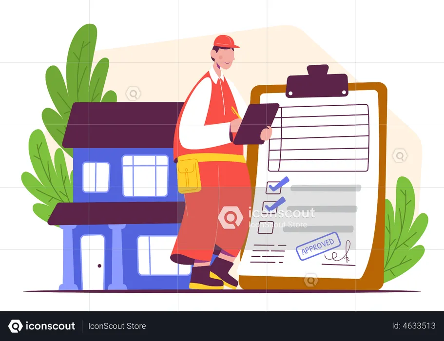 Estate Agents with House Inspection  Illustration