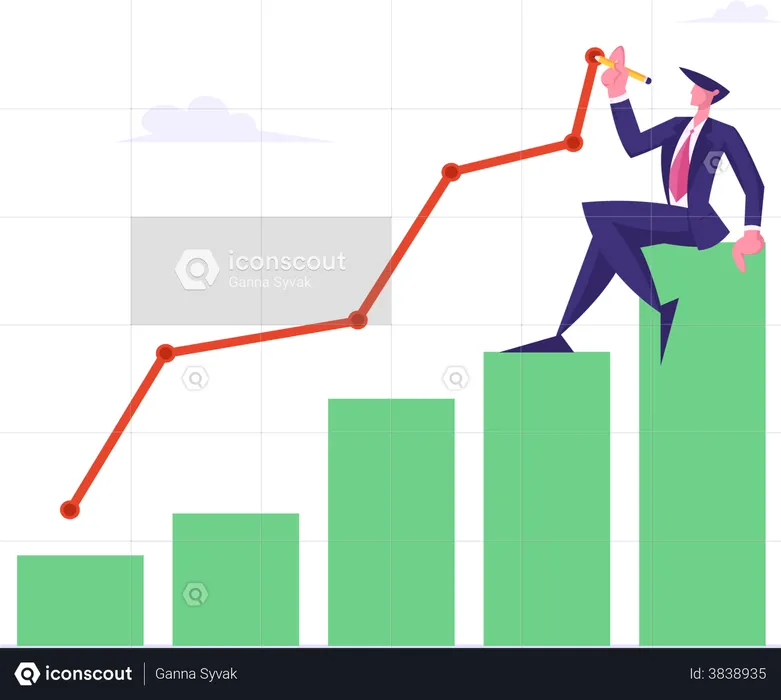 Estatística de lucro financeiro  Ilustração