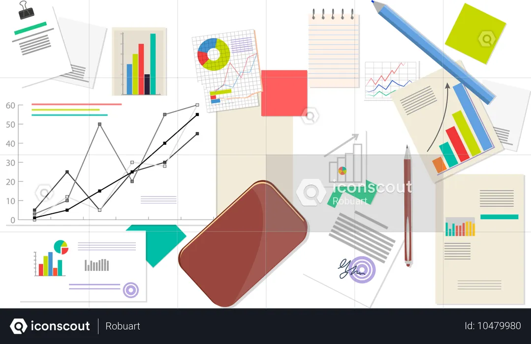 Dados estatísticos e analíticos  Ilustração