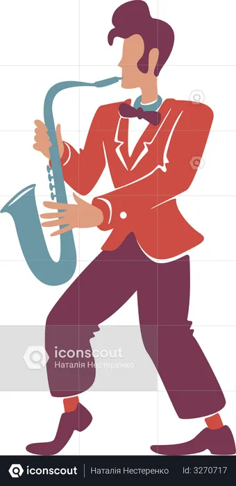 Saxofonista estiloso  Ilustração