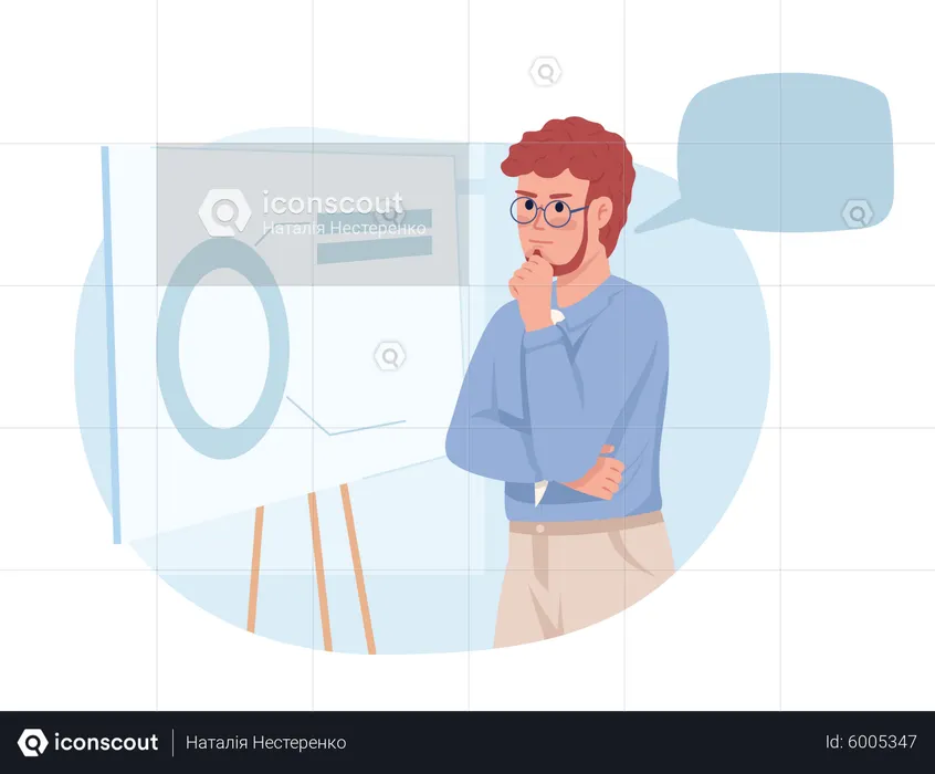 Hombre construyendo estrategia de inicio  Ilustración
