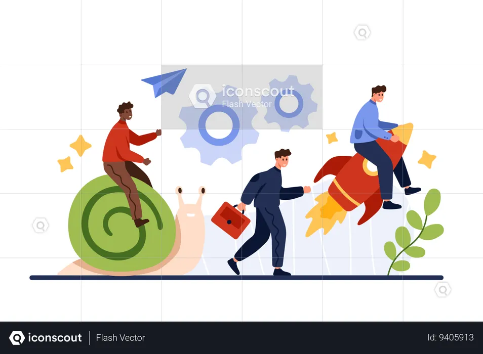 Estratégia lenta e rápida para crescimento de carreira e habilidades  Ilustração