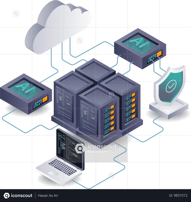 Estratégias baseadas em IA para proteger servidores em nuvem  Ilustração