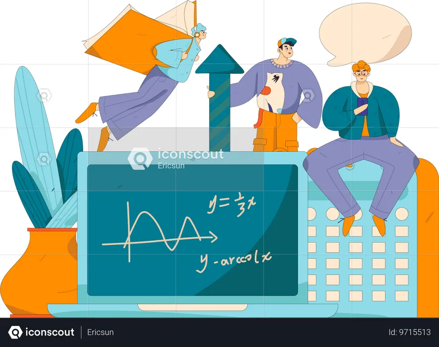 Estudante aprendendo matemática  Ilustração