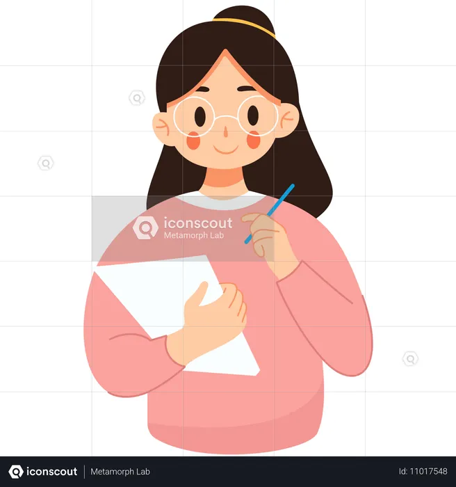 Estudiante escribiendo algo  Ilustración