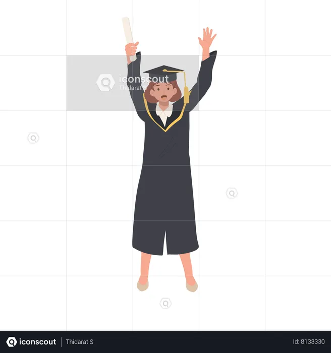 Estudiante graduado celebrando el éxito  Ilustración