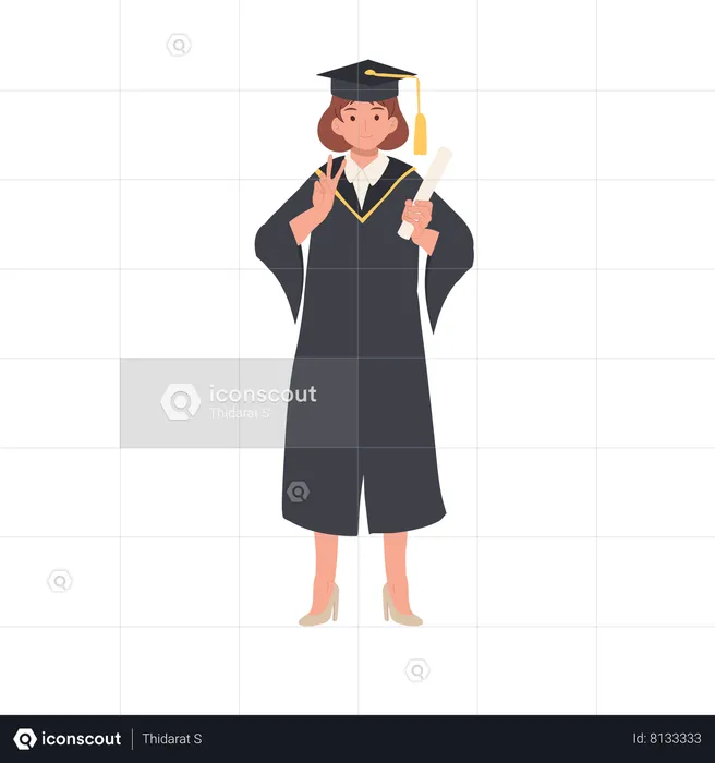 Estudiante graduado sonriente  Ilustración