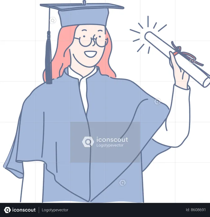 El estudiante ha recibido su título de graduación.  Ilustración