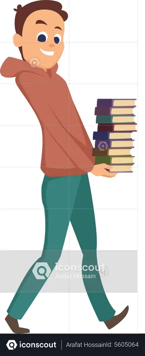 Estudiante sosteniendo libros  Ilustración