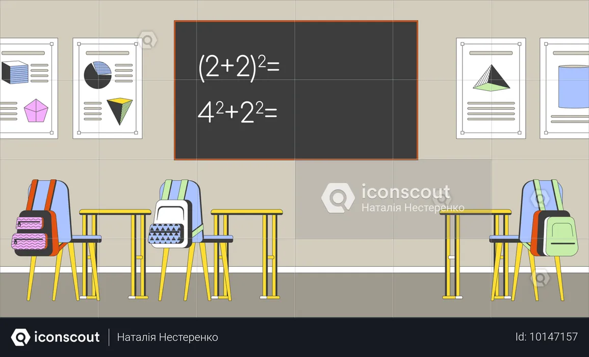 Estudiantes que asisten a la clase de matemáticas  Ilustración