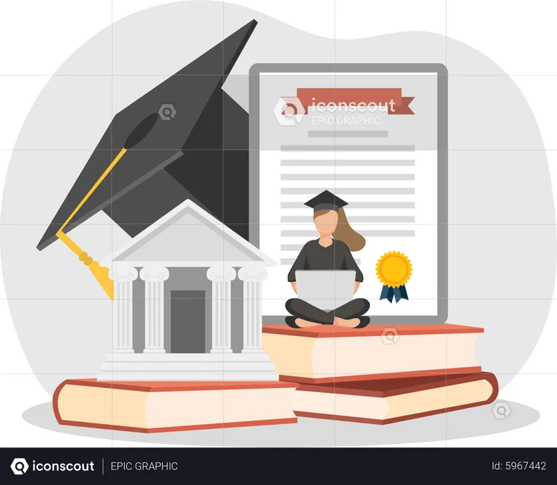 Estudo de graduação on-line  Ilustração