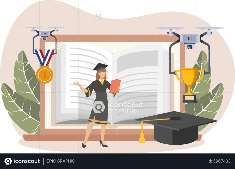 Estudo de graduação on-line  Ilustração