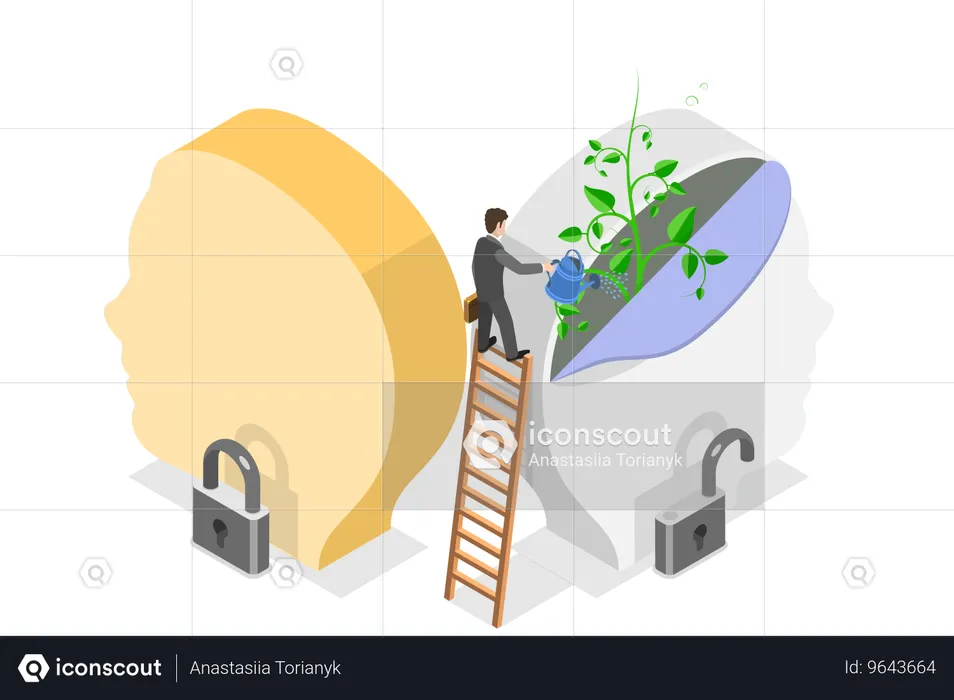 État d'esprit fixe vs état d'esprit de croissance  Illustration