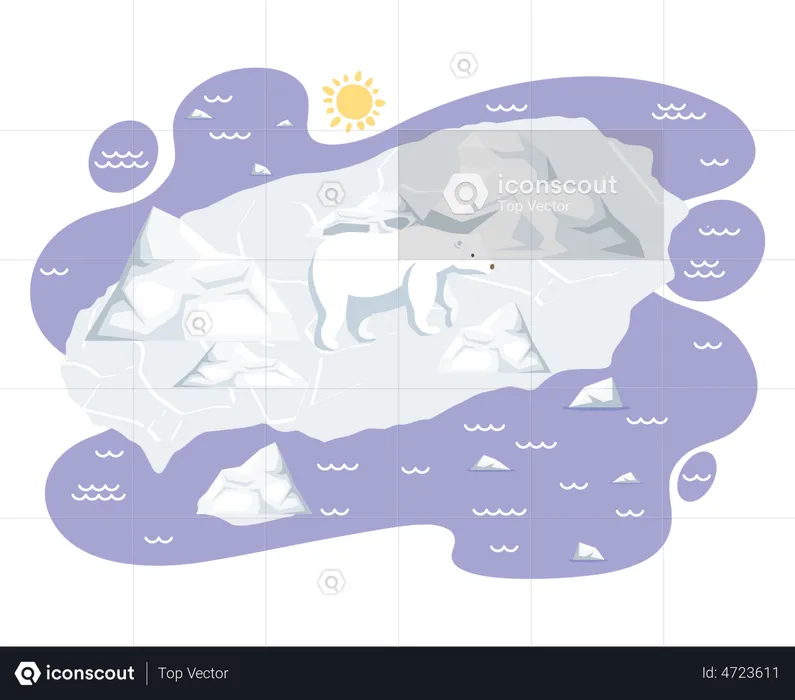 Un être polaire souffrant de la fonte des glaces  Illustration