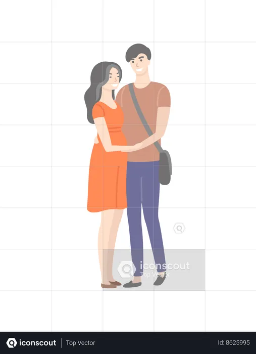 Étudiant amoureux debout ensemble  Illustration