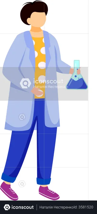 Étudiant en sciences en blouse de laboratoire  Illustration