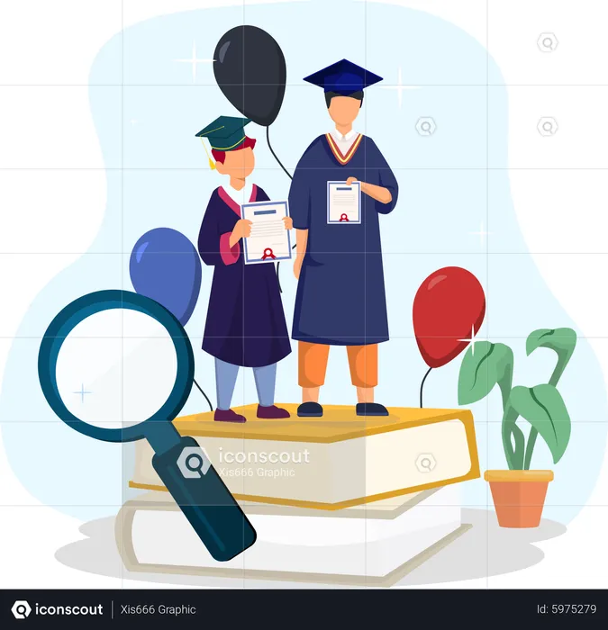 Étudiant obtenant son diplôme  Illustration