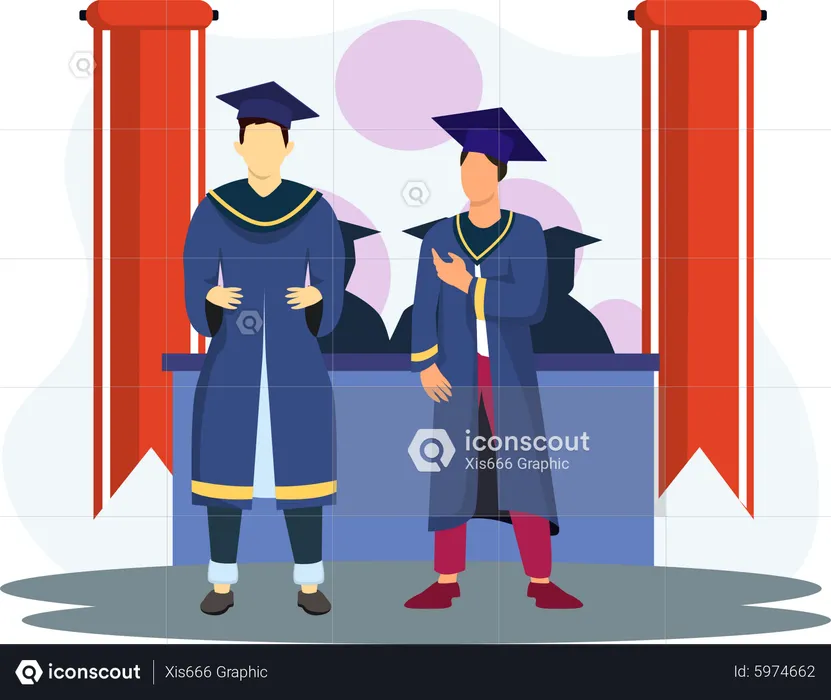 Étudiant portant un chapeau de remise des diplômes  Illustration