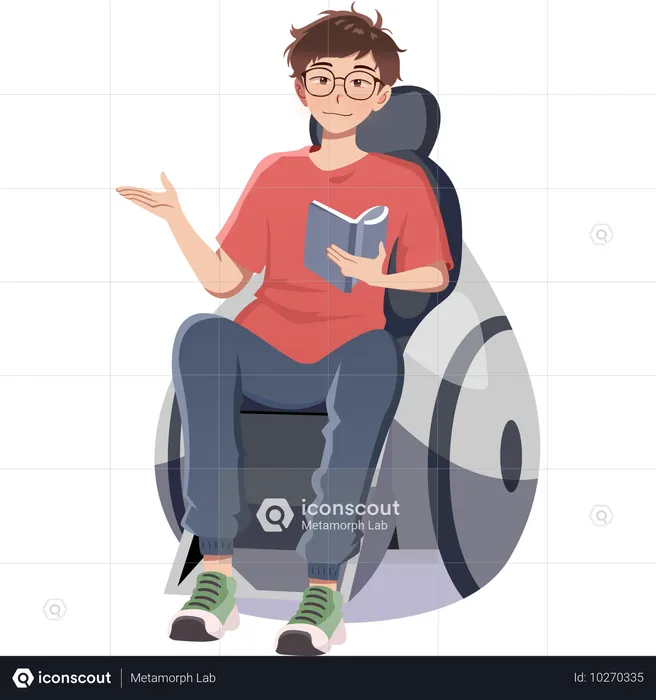 Étudiant en fauteuil roulant  Illustration