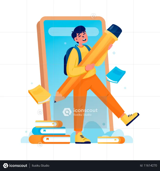 Les étudiants apprennent à partir de cours en ligne  Illustration