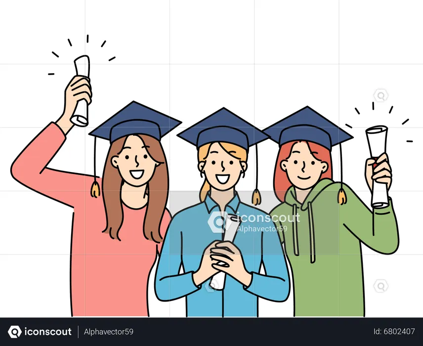 Étudiants diplômés d'université  Illustration