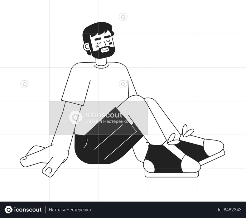 European bearded man on summer vacation  Illustration