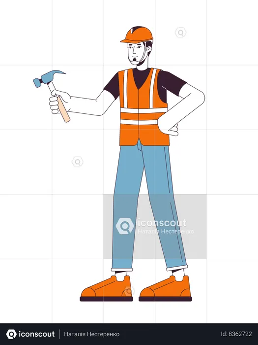 European repairman holding hammer  Illustration