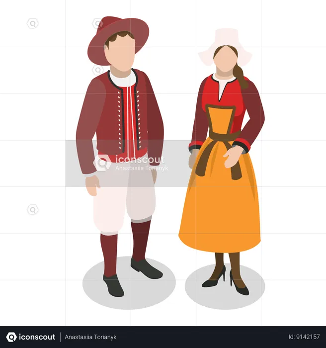 Europeans National Clothes  Illustration