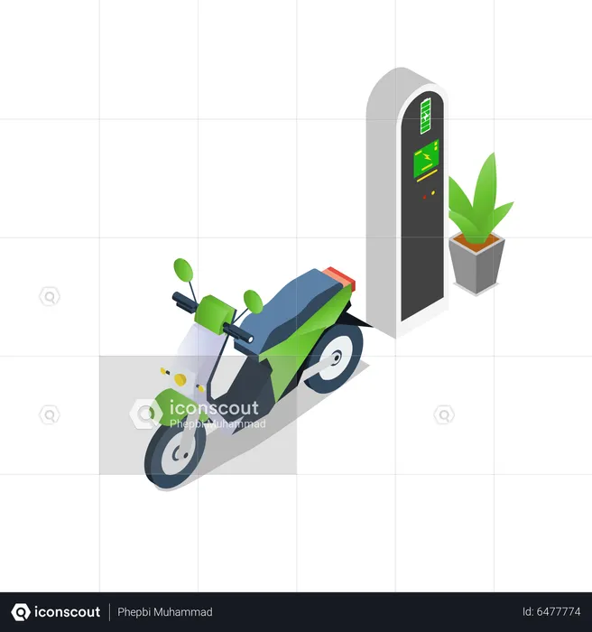 EV bike charging station  Illustration