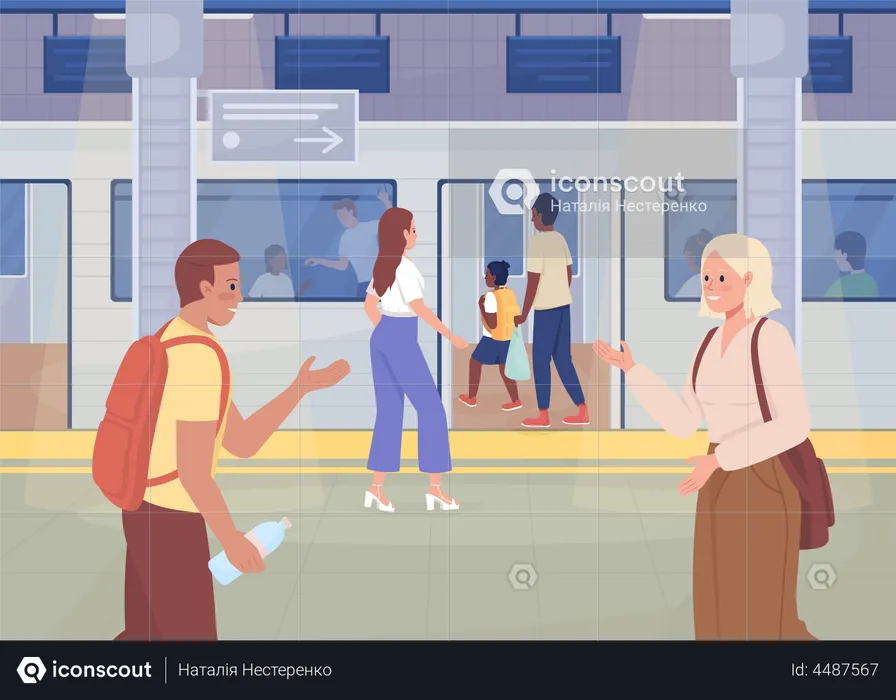 Everyday life at subway station  Illustration
