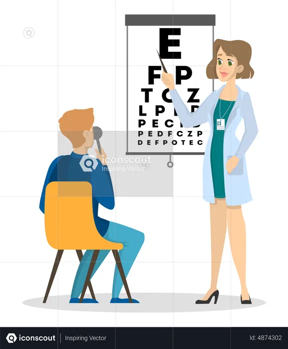 Examen de los ojos en el hospital  Ilustración