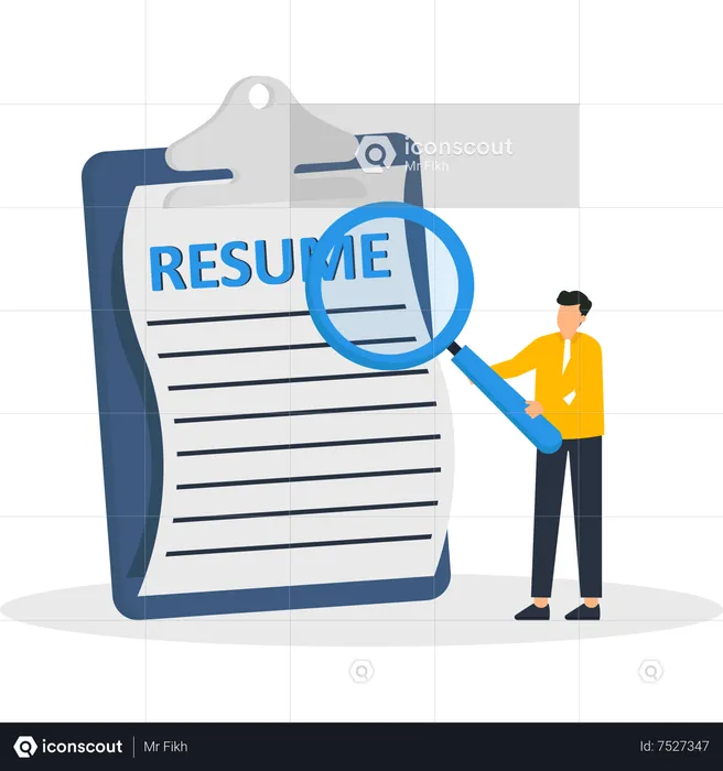 Examen du CV des candidats par le responsable du recrutement des ressources humaines des RH  Illustration